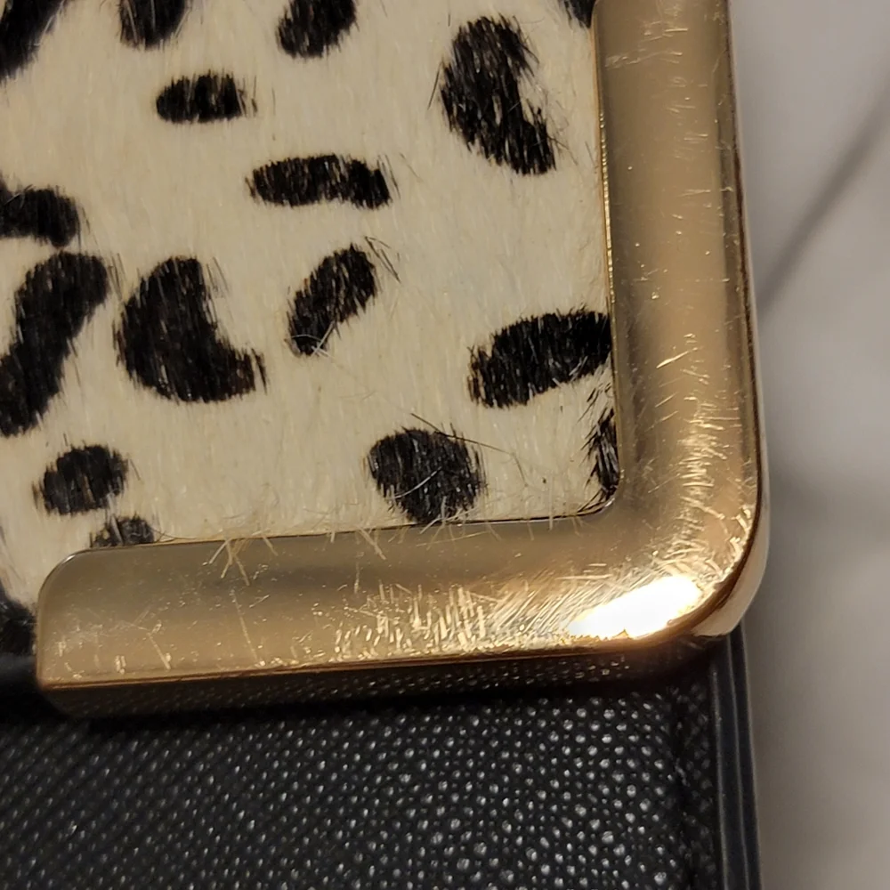 Dune London Handbag Crossbody Black Animal Print Calf Hair Leather & Wallet - Picture 9 of 10